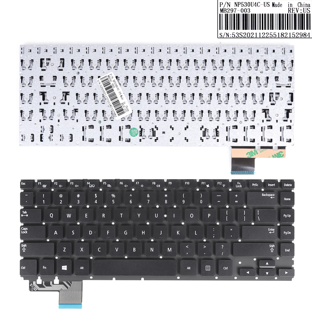 Picture of New Replacement Laptop Keyboard For SAMSUNG NP530U4B NP530U4C BLACK(Without FRAME) Reprint US Layout